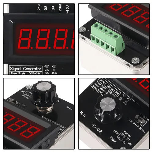 Miniatura 6 de Generador de señal ajustable de 4-20 mA,AITRIP DC 0-10V 0 4-20 mA Simulador analógico de voltaje de corriente para ajuste de valor, panel PLC LED
