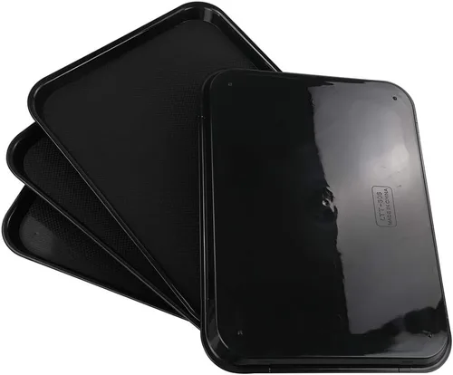 Miniatura 8 de Teyyvn Bandeja de plástico negra para servir comida rápida, 17.3 x 13.4 in, bandeja rectangular para alimentos