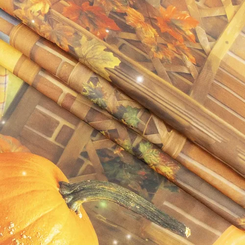 Miniatura 4 de HVEST Cortina de ducha de calabaza otoñal, hojas de arce, Acción de Gracias, Halloween, noche, calabaza, farol, cuervo, luna llena, juego de cortina
