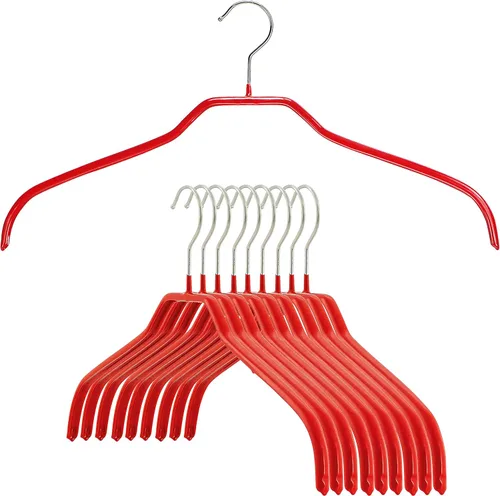Miniatura 10 de MAWA - Perchas estrechas pequeñas de acero con revestimiento antideslizante, para camisas, vestidos, trajes, camisolas, chaquetas, gancho giratorio