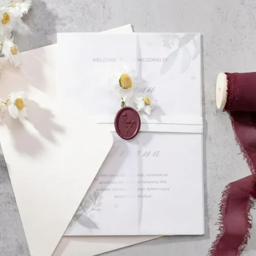 Miniatura 4 de UNIQOOO - Barras de cera para sello de pistola de pegamento tono joya rubí marsala rojo para sello de cera - Ideal para invitaciones de boda, sobres