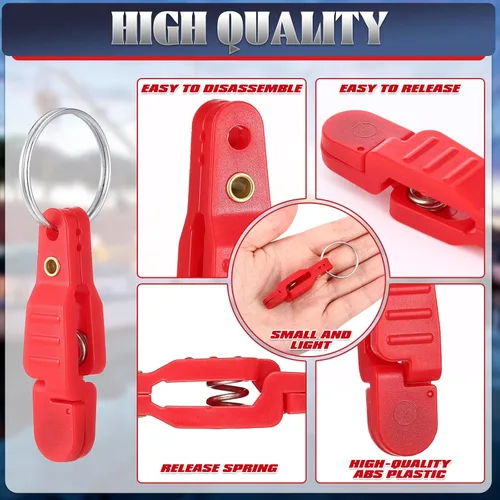 Miniatura 5 de Honoson 20 clips de liberación a presión de tensión pesada, clips de liberación acolchada, clips de arrastre con llavero para tablero de cepillado