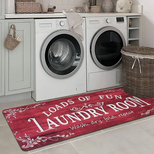Miniatura 30 de Lansny Alfombra de lavandería de 20 x 60 pulgadas, antideslizante, impermeable, para decoración de cuarto de servicio, lavable, alfombra de Gris