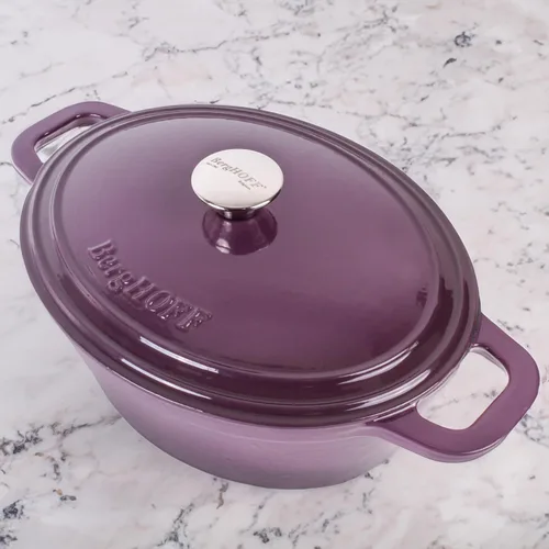 Miniatura 2 de BergHOFF Olla de hierro fundido Neo con tapa, morado, 8 cuartos de galón.