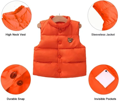 Miniatura 4 de LANBAOSI Chaleco de invierno lindo de cuello alto para bebés y niñas y niños