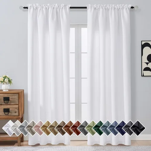 Miniatura 202 de OVZME Cortinas opacas turquesa para tratamiento de ventanas pequeñas, cortinas cortas con bloqueo de luz para ventana de cocina sobre el fregadero