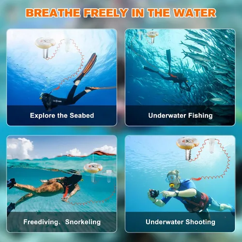 Miniatura 6 de Sistema de ventilación de buceo, dispositivo portátil de respiración subacuática pulmonar sin tanque con tubo de 50 pies de largo, compresor de aire
