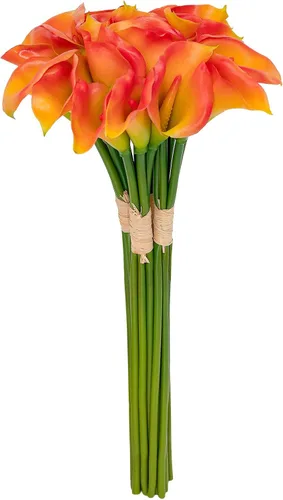 Miniatura 14 de Flores artificiales/falsas/sintéticas, rosas con 2 flores, coral, 10 unidades para bodas, hogar, fiestas, restaurantes