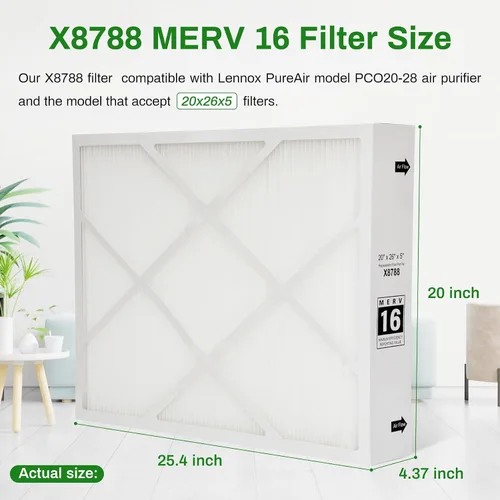 Miniatura 5 de Upgrade X8788 MERV 16 Filtro X8788 20x26x5 para horno compatible con Lennox X8788 y PCO20-28 PureAir Cleaner, 1 paquete