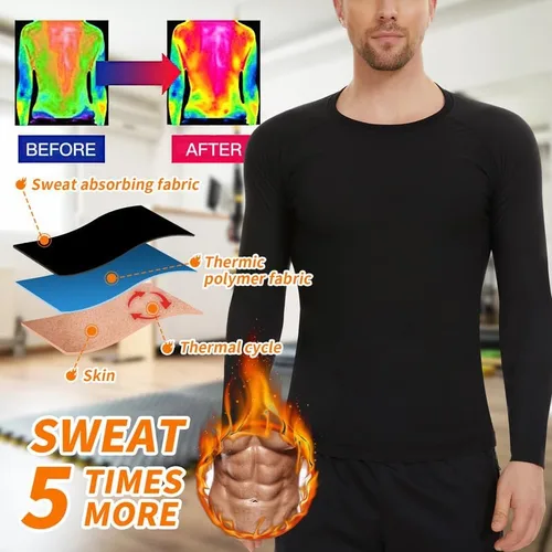 Miniatura 2 de SHAPERIN Camiseta de sauna para hombre, camiseta de sauna para atrapar el calor, traje de sauna, chaleco de sudor, moldeador de cuerpo, gimnasio