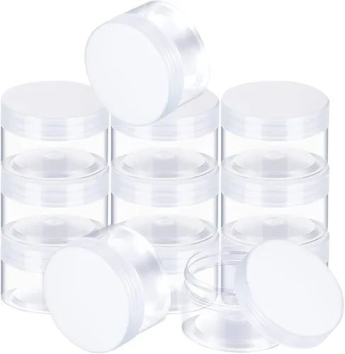 Miniatura 19 de SATINIOR Paquete de 12 frascos de plástico con tapas, frascos redondos para cosméticos de viaje, para artículos de tocador, loción, crema