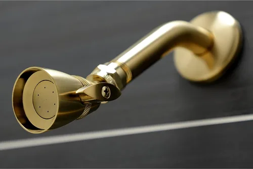 Miniatura 4 de Kingston Brass KB237AL Grifo victoriano de triple mango para bañera y ducha en latón cepillado Cobrizo cepillado
