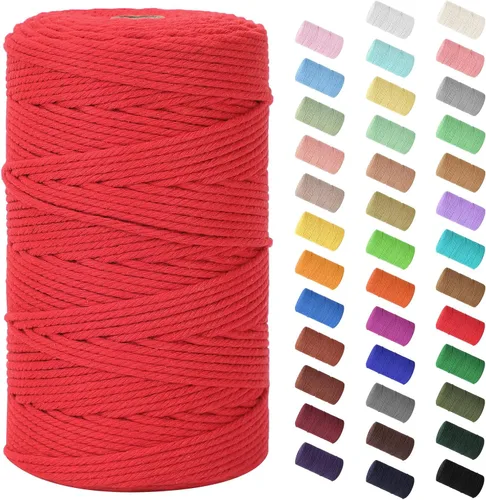 Miniatura 142 de Cordón de macramé de 0.079 in x 380 yardas (1140 pies), cuerda de algodón natural para colgar en la pared, ganchos de plantas, manualidades, Beige