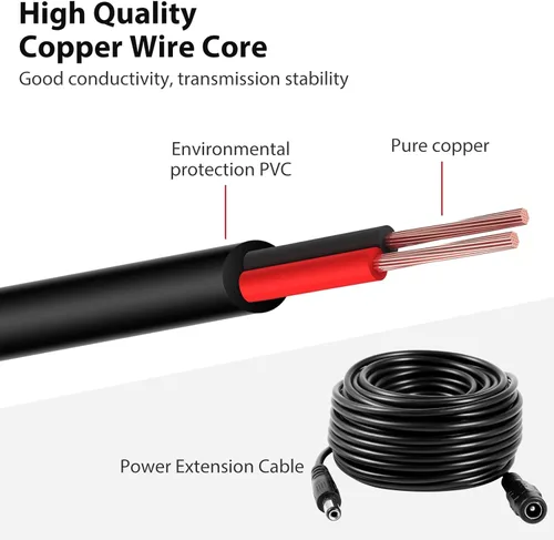 Miniatura 6 de Dc 12v CCTV Cable de extensión de alimentación 0.083x0.217 in para cámara de seguridad CCTV WiFi cámara de vigilancia IP NVR Dvr tira LED enrutador