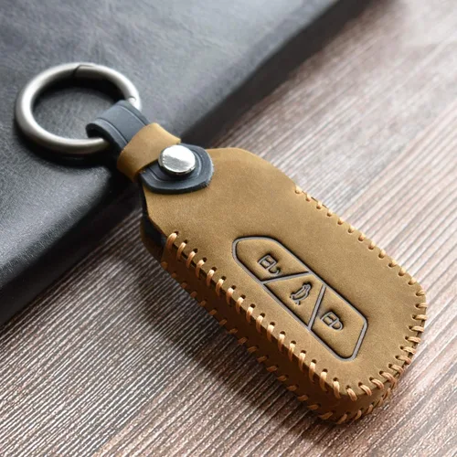 Funda de cuero para llavero de automóvil con llavero para Volkswagen VW Golf 8 Mk8 Gti Gtd Seat Ateca Skoda funda para llave de coche con control