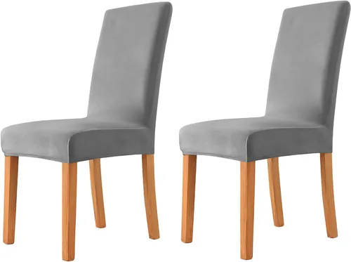 Miniatura 31 de Velvet Chair Covers Beige Gray, Stretch Dining Room Chair Covers 2 Pack, Super Fit Dining Chairs Slipcovers Spandex Washable Kitchen Parson Chair