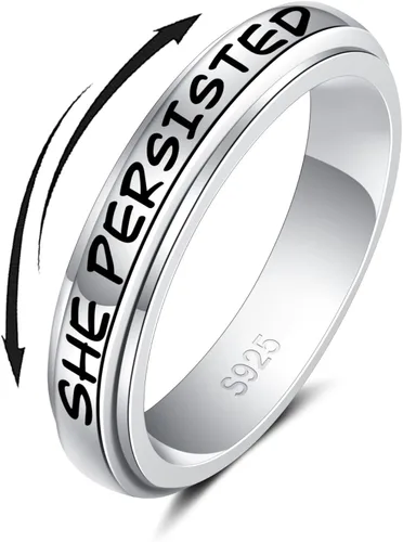 Anillo giratorio de plata de ley 925, banda para la ansiedad, alivio de la presión, oxidación, joyería casual, regalos para mujeres, niñas, hombres