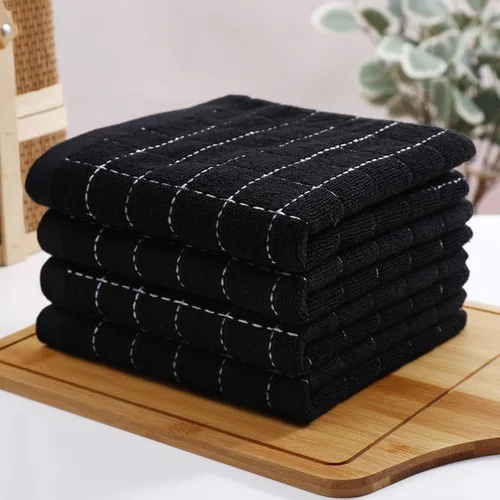 Miniatura 8 de Homaxy Toallas de cocina de tela de rizo 100% de algodón (negro, 13 x 28 pulgadas), diseño a cuadros, paños de cocina suaves y súper absorbentes