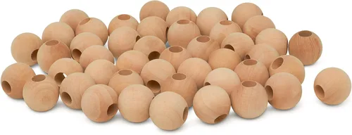 Miniatura 17 de Perlas de madera grandes para manualidades - Paquete de 12 perlas de 32 mm con agujero de 1-1/4 x 3/8 pulgadas, perlas de madera grandes con Paquete
