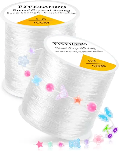 Miniatura 9 de 6 Rollos FIVEIZERO Cordón Elástico para Pulseras, 0.4mm, 0.5mm, 0.6mm, 0.7mm, 0.8mm, 1mm Hilo Elástico Transparente de Cristal para Pulseras