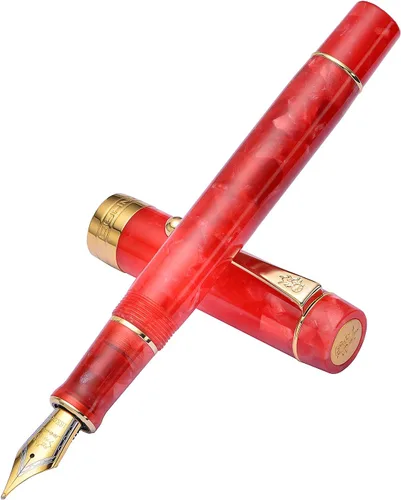 Miniatura 19 de Jinhao 100 - Pluma estilográfica de estilo clásico en celuloide, instrumento de escritura suave con punta #6, juego de pluma con convertidor