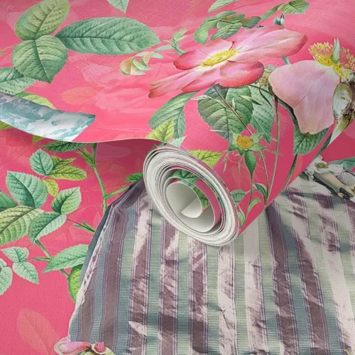 Miniatura 2 de Papel tapiz para despegar y pegar, flores francesas, rosas, jardín, rosa, estilo vintage, siglo botánico, flores para niñas, papel tapiz extraíble