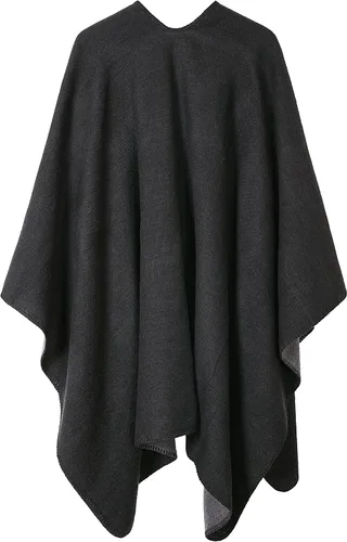 Miniatura 141 de Urban CoCo Poncho de colores para mujer, chal con frente abierto, color en bloques