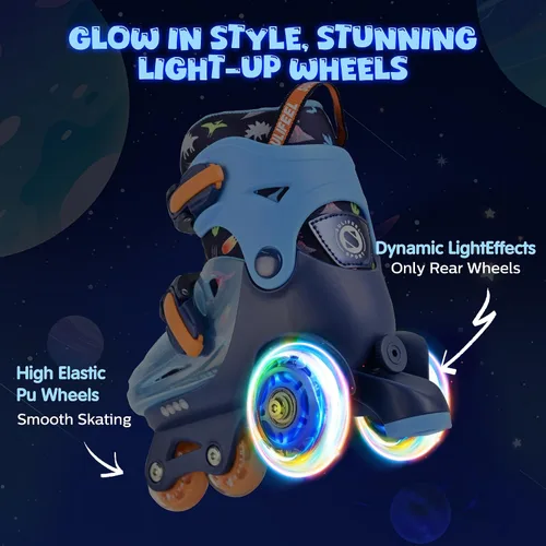 Miniatura 6 de SULIFEEL Patines de Ruedas Ajustables para Niñas Niños Infantiles, Ruedas Divertidas Iluminadas con Luz Flash de Tipo Equilibrio de Tres Puntos Azul