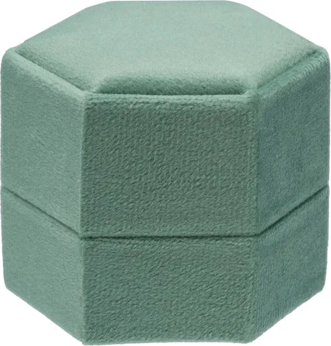 Miniatura 6 de Caja hexagonal para anillos de terciopelo con 3 ranuras para ceremonia de boda, propuesta, compromiso, cumpleaños (verde salvia)