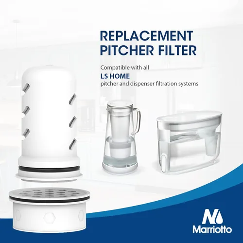 Miniatura 2 de MARRIOTTO - Filtro de agua de repuesto para dispensador LS Home - Jarra de 18/7 tazas, 2 membranas de microfiltro y 4 filtros de carbón activado +