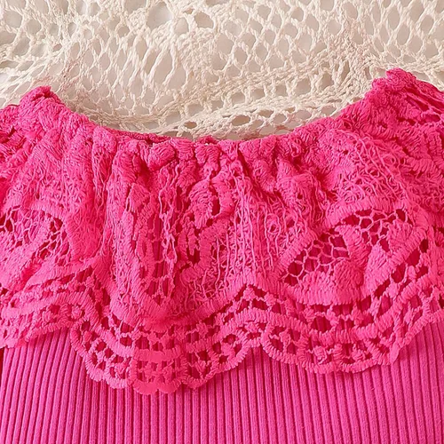 Miniatura 13 de Conjunto de ropa de bebé niña para bebé, mameluco de encaje blanco de manga larga + pantalones de mezclilla