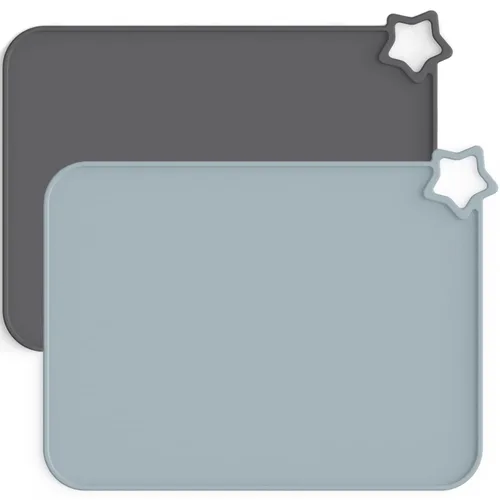 Moonkie Manteles individuales de silicona para bebés y niños, a prueba de manchas, antideslizantes, tapete de mesa para comer con 2 paquetes gris