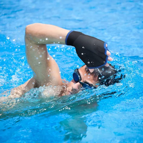 Miniatura 2 de 2 pares de guantes acuáticos de natación, guantes de entrenamiento de natación de mano, guantes de natación para hombres y mujeres, guantes de malla