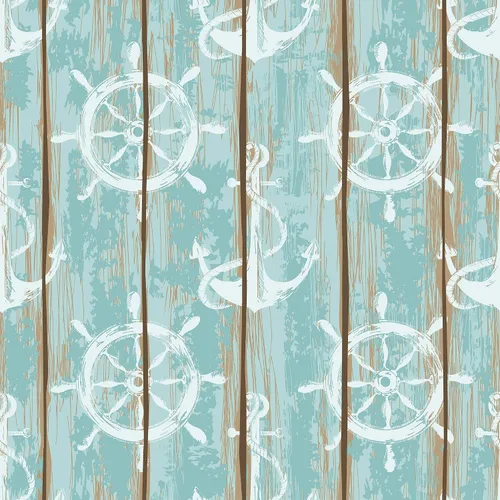 Walls By Me Papel pintado náutico extraíble de imitación marrón y verde azulado 8829-2 pies x 4 pies (24.0 x 48.0 in)