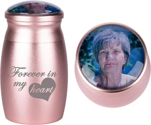 Miniatura 17 de Bivei Urnas pequeñas para cenizas humanas, urna personalizada de recuerdo con foto y texto para hombres y mujeres, mini urnas para adultos