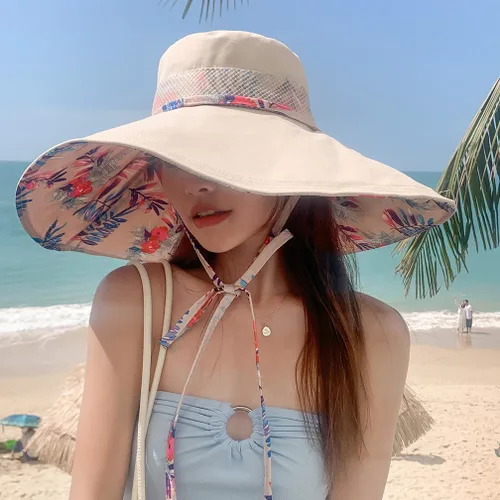 Miniatura 2 de Sombreros de sol de ala extra ancha de 6 pulgadas con protección UV UPF 50+ y correa para sombrero de playa para mujer