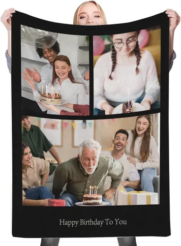 Miniatura 31 de Regalos de cumpleaños personalizados, manta personalizada con mis propias fotos para mujeres, hombres, mamá, papá