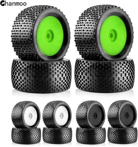 Miniatura 9 de 1/8 RC Off Road Racing Truck Neumáticos y ruedas 0.669 in Hex Rubber Buggy Neumáticos OD 5.512 in para 1:8 Escala Monster Truck Car Arrma Typhon 6S
