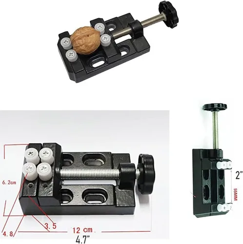 Miniatura 3 de Mini abrazadera universal de banco de mesa con tornillo de banco + tornillo de precisión, modelo taladro manual con 20 brocas giratorias para tallar