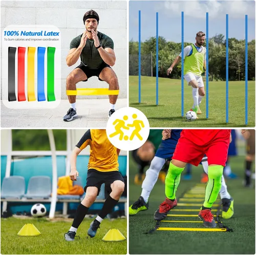 Miniatura 2 de Haootadiy Varas de Entrenamiento de Agilidad de Fútbol Equipo de Fútbol Ajustable para Entrenamiento Incluye 6 Varas de Agilidad Flexibles