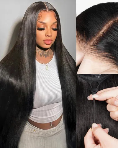 Bling Hair - Pelucas de cabello humano lacio sin pegamento de 13 x 6 para mujer, peluca con cordón mejorada, densidad del 180%, peluca frontal de