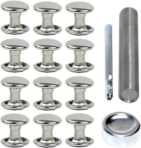 Miniatura 8 de 300 juegos de remaches de cuero, remaches de doble tapa, tachuelas tubulares de metal, reparaciones, decoración, accesorios de manualidades