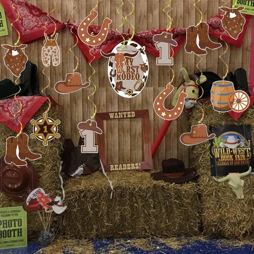 Miniatura 7 de Decoraciones de fiesta de vaquero, Mi primera fiesta de cumpleaños de rodeo para niños, suministros de fiesta temática occidental, espirales