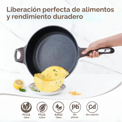 Miniatura 2 de SENSARTE Sartén Antiadherente para Freír con Tapa, Sartén Profunda de 10.5 Pulgadas, Sartén Salteadora Antiadherente de 3.8 Qt con Tapa, Sartén