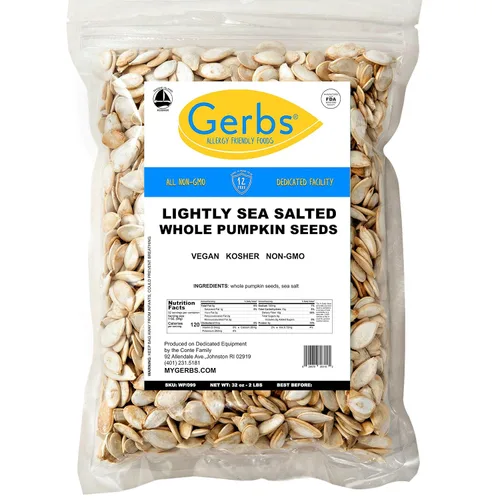 Miniatura 7 de Semillas de calabaza ligeramente saladas con sal marina en cáscara de Gerbs - 2 libras - Libres de los 11 principales alérgenos alimentarios y sin