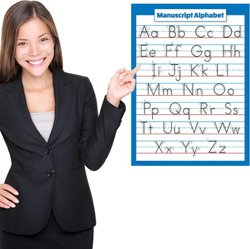Miniatura 5 de Palace Learning ABC Alphabet - Carta cursiva y póster manuscrito - Juego de 2 carteles laminados (laminado de 18 x 24 pulgadas)