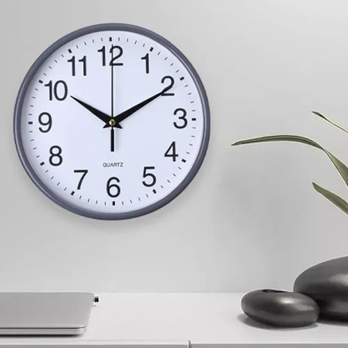 Miniatura 3 de Reloj de pared redondo de moda, estilo simple, de alta precisión, funciona con pilas, fácil de leer, sin tictac, reloj de cuarzo para decoración