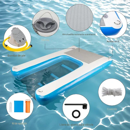 Miniatura 5 de Rampa inflable para barcos para perros de 48 x 32 pulgadas, rampa inflable para barcos y rampas de piscina para perros, rampa antideslizante