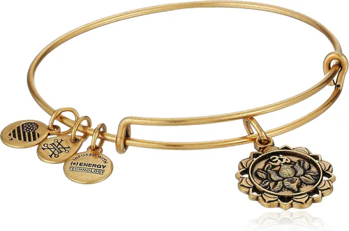 Alex and Ani Path of Symbols - Brazalete expandible para mujer, diseño de pétalos de la paz de loto, acabado rafeeliano, de 2 a 3.5 pulgadas