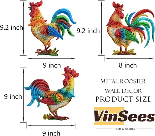 Miniatura 7 de VinSees Decoración de pared de gallo de metal, regalos de pollo para mujeres, mamá, abuela, esposa; escultura de pared de gallo 3D para cocina